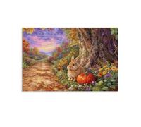 EMYXPAQM Angora Rabbit Canvas Wall Art Big Tree Plants Printed on Canvas Modern for Living Room Home Office Wall Decor Gift 16x24inch(40x60cm)