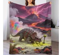 EMYXPAQM Ankylosaurus Fleece Throw Blanket for Couch Sofa Bed All Season Volcanic Plain Pattern Blanket Fluffy Soft Warm Flannel Unique Gift for Wedding Anniversary 40x50inch(100x130cm)