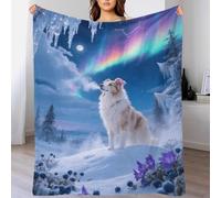 EMYXPAQM Australian Shepherd Fleece Throw Blanket for Couch Sofa Bed All Season Dog Aurora Pattern Blanket Comfort Warmth Flannel Creative Gift for Girls Kids Adults 80x90inch(200x230cm)