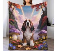 EMYXPAQM Basset Hound Fleece Throw Blanket for Couch Sofa Bed All Season Dog Strange Valley Pattern Blanket Comfort Warmth Flannel Gifts for Boys Girls 70x80inch(180x200cm)