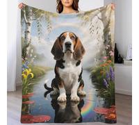 EMYXPAQM Basset Hound Fleece Throw Blanket for Couch Sofa Bed All Season Dog Stream Pattern Blanket Comfort Warmth Flannel Creative Gift for Boys Girls 70x80inch(180x200cm)