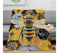 EMYXPAQM Bee Fleece Throw Blanket for Couch Sofa Bed All Season Bee Hive Pattern Blanket Soft Cozy Warm Flannel for Boys Girls 50x60inch(127x152cm)