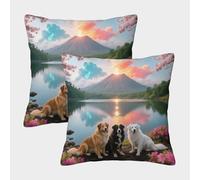 EMYXPAQM Belgian Shepherd Family Cushion Covers Set of 2, Premium Polyester Throw Pillow Covers with Hidden Zipper, Premium Square Pillow Cases, for Couch Livingroom Sofa Bed 45x45cm