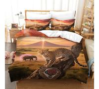 EMYXPAQM Bengal Duvet Cover Set 3D Bengal Savannah Print Bedding Set Soft Microfiber Duvet Cover with Hidden Zipper & Pillowcase for Kids Boys Teens Super King(260x220cm)