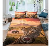 EMYXPAQM Bengal Duvet Cover Set 3D Bengal Savannah Print Bedding Set Soft Microfiber Duvet Cover with Zipper & Pillowcase for Kids Girls Adults Double(200x200cm)