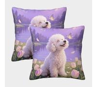 EMYXPAQM Bichon Frise Cushion Covers Set of 2, Premium Polyester Throw Pillow Covers with Hidden Zipper, Square Decorative Throw Pillow Cases, for Living Room Bedroom Sofa Chair 40x40cm