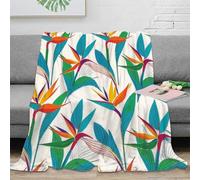 EMYXPAQM Bird Paradise Fleece Throw Blanket for Couch Sofa Bed All Season Bird Paradise Plant Pattern Blanket Soft Cozy Warm Flannel for Wedding Anniversary 40x50inch(100x130cm)