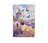 EMYXPAQM Birman Cat Canvas Wall Art Birman Lavender Canvas Prints Modern Artwork for Living Room Bedroom Home Office Decor Gift 08x12inch(20x30cm)