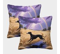 EMYXPAQM Black Greyhound Cushion Covers Set of 2, Premium Polyester Throw Pillow Covers with Hidden Zipper, Premium Square Throw Pillow Cases, for Sofa Bed Indoor Outdoor 45x45cm