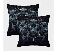 EMYXPAQM Black Panther Cushion Covers Set of 2, Premium Polyester Couch Pillow Covers with Hidden Zipper, Premium Square Throw Pillow Cases, for Couch Sofa Bed Living Room Bedroom 40x40cm