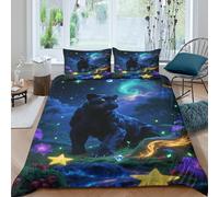 EMYXPAQM Black Panther Duvet Cover Set 3D Starry Night Sky Print Bedding Set Soft Microfiber Quilt Cover with Zipper & Pillow Cases for Kids Teens Adults Double（200x200cm）