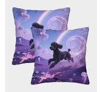 EMYXPAQM Black Poodle Cushion Covers Set of 2, Premium Polyester Throw Pillow Covers with Hidden Zipper, Premium Square Pillow Cases, for Livingroom Couch Bed Sofa 40x40cm