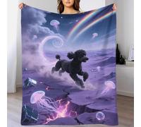 EMYXPAQM Black Poodle Fleece Throw Blanket for Couch Sofa Bed All Season Purple Plain Pattern Blanket Soft Cozy Warm Flannel Gifts for Wedding Anniversary 60x80inch(150x200cm)