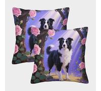 EMYXPAQM Border Collie Cushion Covers Set of 2, Premium Polyester Throw Pillow Cover with Hidden Zipper, Square Decorative Throw Pillow Cases, for Couch Livingroom Sofa Bed 45x45cm