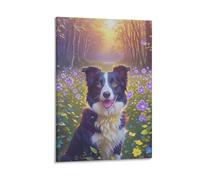 EMYXPAQM Border Collie Wall Art Border Collie in The Woods Pictures on Canvas Prints Decorations for Bedroom Bathroom 08x12inch(20x30cm)