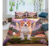 EMYXPAQM Brittany Spaniel Duvet Cover Set 3D Dog Forest Print Bedding Set Soft Microfiber Duvet Cover with Zipper & Pillow Cases For Teenage Boys King(220x240cm)