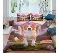 EMYXPAQM Brittany Spaniel Duvet Cover Set 3D Dog Forest Print Bedding Set Soft Microfiber Duvet Cover with Zipper & Pillowcase for Kids Adults Double(200x200cm)