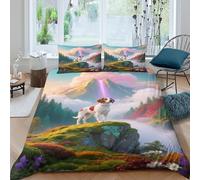 EMYXPAQM Brittany Spaniel Duvet Cover Set 3D Dog Mountain Top Print Bedding Set Soft Microfiber Duvet Cover with Zipper & Pillowcase for Kids Adults King(220x240cm)