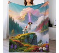 EMYXPAQM Brittany Spaniel Fleece Throw Blanket for Couch Sofa Bed All Season Dog Mountain Top Pattern Blanket Comfort Warmth Flannel Gifts for Kids Teens Adults 40x50inch(100x130cm)