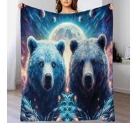 EMYXPAQM Brown Bear Fleece Throw Blanket for Couch Sofa Bed All Season Planet Nebula Pattern Blanket Fluffy Soft Cozy Flannel Presents for Boys Girls 40x50inch(100x130cm)