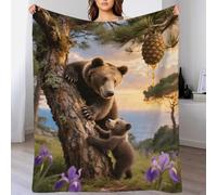 EMYXPAQM Brown Bear Fleece Throw Blanket for Couch Sofa Bed All Season Woods Pattern Blanket Soft Warm Cozy Flannel Unique Gift for Boys Girls 60x80inch(150x200cm)