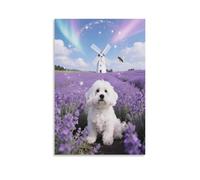 EMYXPAQM Brussels Griffon Canvas Wall Art Dog Lavender Canvas Prints Modern Artwork for Living Room Bedroom Home Office Home Decor Gift 16x24inch(40x60cm)