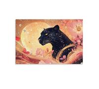 EMYXPAQM Canvas Wall Art Black Panther Diamond Flower Modern Artwork High Definition Home Decoration for Living Room 20x30inch(50x75cm)