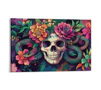 EMYXPAQM Canvas Wall Art Skeleton Flower Snake Modern Artwork High Definition Wall Decoration for Dining Room Corridor 12x18inch(30x45cm)