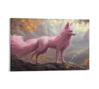 EMYXPAQM Canvas Wall Art The Pink Fox in The Mountains Modern Artwork High Definition Home Decoration for Living Room Bedroom 08x12inch(20x30cm)