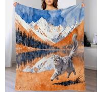 EMYXPAQM Chartreux Cat Fleece Throw Blanket for Couch Sofa Bed All Season Snow Mountain Lake Pattern Blanket Fluffy Soft Cozy Flannel Creative Gift for Her Or Him 40x50inch(100x130cm)