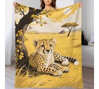 EMYXPAQM Cheetah Cub Fleece Throw Blanket for Couch Sofa Bed All Season Grassland Pattern Blanket Soft Cozy Warm Flannel Presents for Couple Wife Husband 60x80inch(150x200cm)
