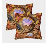 EMYXPAQM Cheetah Cushion Covers Set of 2, Soft Microfiber Throw Pillow Covers with Hidden Zipper, Premium Square Throw Pillow Cases, for Couch Sofa Bed Living Room Bedroom 50x50cm