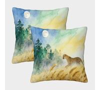 EMYXPAQM Cheetah Cushion Covers Set of 2, Soft Microfiber Throw Pillow Covers with Hidden Zipper, Premium Square Pillow Cases, for Garden Livingroom Couch Patio Furniture 40x40cm