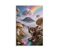 EMYXPAQM Chihuahua Canvas Wall Art Dog Volcano Canvas Prints Modern Artwork for Living Room Home Office Decoration Gift 20x30inch(50x75cm)
