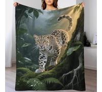 EMYXPAQM Clouded Leopard Fleece Throw Blanket for Couch Sofa Bed All Season Tropical Jungle Pattern Blanket Soft Cozy Warm Flannel Unique Gift for Couple Wife Husband 80x90inch(200x230cm)