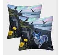 EMYXPAQM Corgi Cushion Covers Set of 2, Premium Polyester Throw Pillow Covers with Hidden Zipper, Premium Square Throw Pillow Cases, for Sofa Bedroom 50x50cm