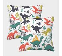 EMYXPAQM Cushion Cases Dinosaur Leaves Pillow Cover Polyester, Set of 2 Square, Decorative for Couch, Living Room, Sofa, Bed 40x40cm
