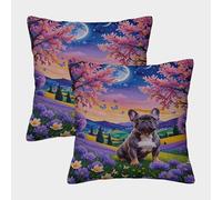 EMYXPAQM Cushion Cases FRENCH BULLDOG Is on The Hillside Throw Pillow Cover 100% Polyester, Set of 2 Square, Decorative for Living Room, Couch, Sofa 45x45cm