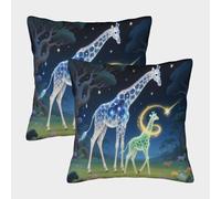 EMYXPAQM Cushion Cases Giraffe in The Deep Forest Throw Pillow Cover 100% Polyester, Set of 2, Decorate for Sofa, Couch 50x50cm