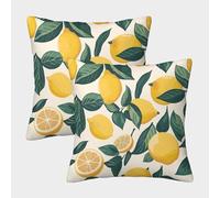 EMYXPAQM Cushion Cases Lemon Fruit Leaves Polyester Decorative Square Pillow Cover Set of 2 - for Couch/Sofa/Bed/Living Room/Bedroom 40x40cm