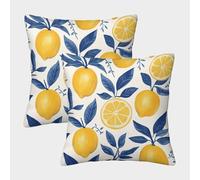 EMYXPAQM Cushion Cases Lemon Fruit Leaves Throw Pillow Cover 100% Polyester, Set of 2, Decorative Gift for Sofa, Couch 45x45cm