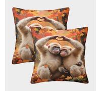 EMYXPAQM Cushion Cases Orangutan Autumn Forest Throw Pillow Cover Polyester Set of 2 Home Decorations for Sofa, Couch 50x50cm
