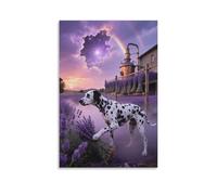 EMYXPAQM Dalmatian Canvas Wall Art Dalmatian Lavender Canvas Prints Modern Artwork for Living Room Home Office Decor Gift 20x30inch(50x75cm)