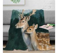 EMYXPAQM Deer Fleece Throw Blanket for Couch Sofa Bed All Season Deer Fawn Pattern Blanket Fluffy Soft Warm Flannel for Couple Wife Husband 80x90inch(200x230cm)