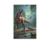 EMYXPAQM Dinosaur Canvas Wall Art Dinosaur Rainforest Giclee Canvas Prints Artwork for Living Room Home Office Home Decor Gift 16x24inch(40x60cm)