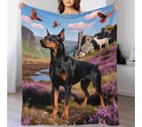 EMYXPAQM Doberman Fleece Throw Blanket for Couch Sofa Bed All Season Doberman Canyon Swamp Pattern Blanket Comfort Warmth Flannel Creative Gift for Wedding Anniversary 70x80inch(180x200cm)