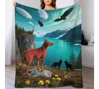 EMYXPAQM Doberman Fleece Throw Blanket for Couch Sofa Bed All Season Doberman Seaside Cliff Pattern Blanket Comfort Warmth Flannel Creative Gift for Women Girls Birthday 80x90inch(200x230cm)