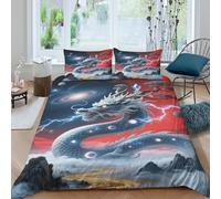 EMYXPAQM Dragon Duvet Cover Sets Soft Polyester 3 Piece 3D Printed Bedding Sets Chinese Dragon Nebula Comforter Cover with Pillowcase for Teens And Adults Double（200x200cm）