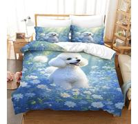 EMYXPAQM Duvet Cover Set Poodle Chrysanthemum Sunlight 3D Printed Bedding Ultra Soft Microfiber with Zipper, Hidden Pillowcase for Teenage Boys Double（200x200cm）
