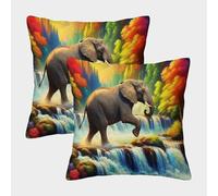 EMYXPAQM Elephant Cushion Covers Set of 2, Soft Microfiber Couch Pillow Covers with Hidden Zipper, Premium Square Pillow Cases, for Living Room Bedroom Sofa Chair 40x40cm